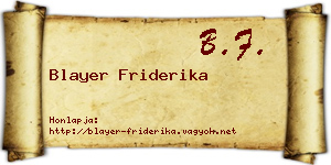 Blayer Friderika névjegykártya